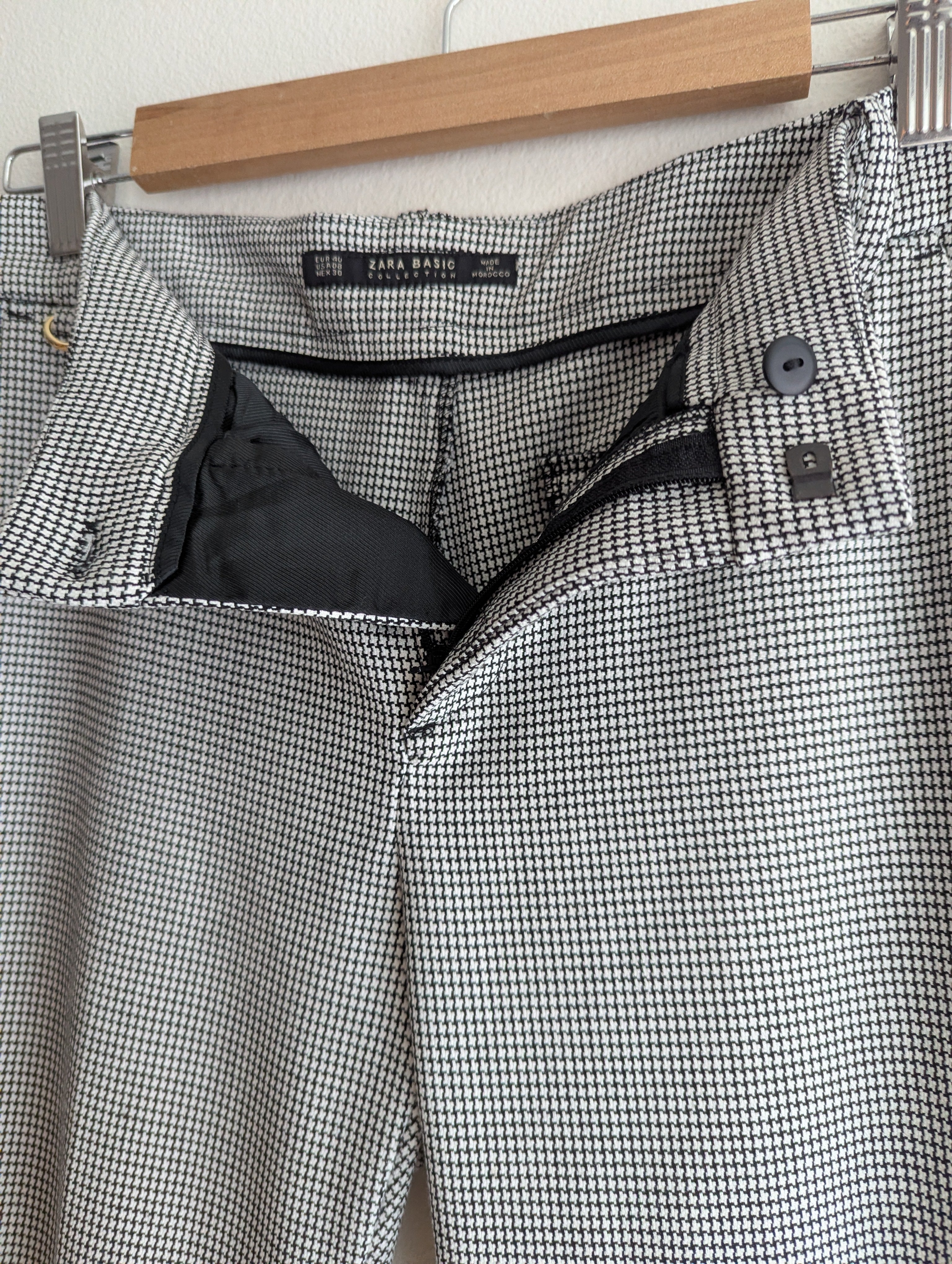 Zara Houndstooth Stretch Trousers