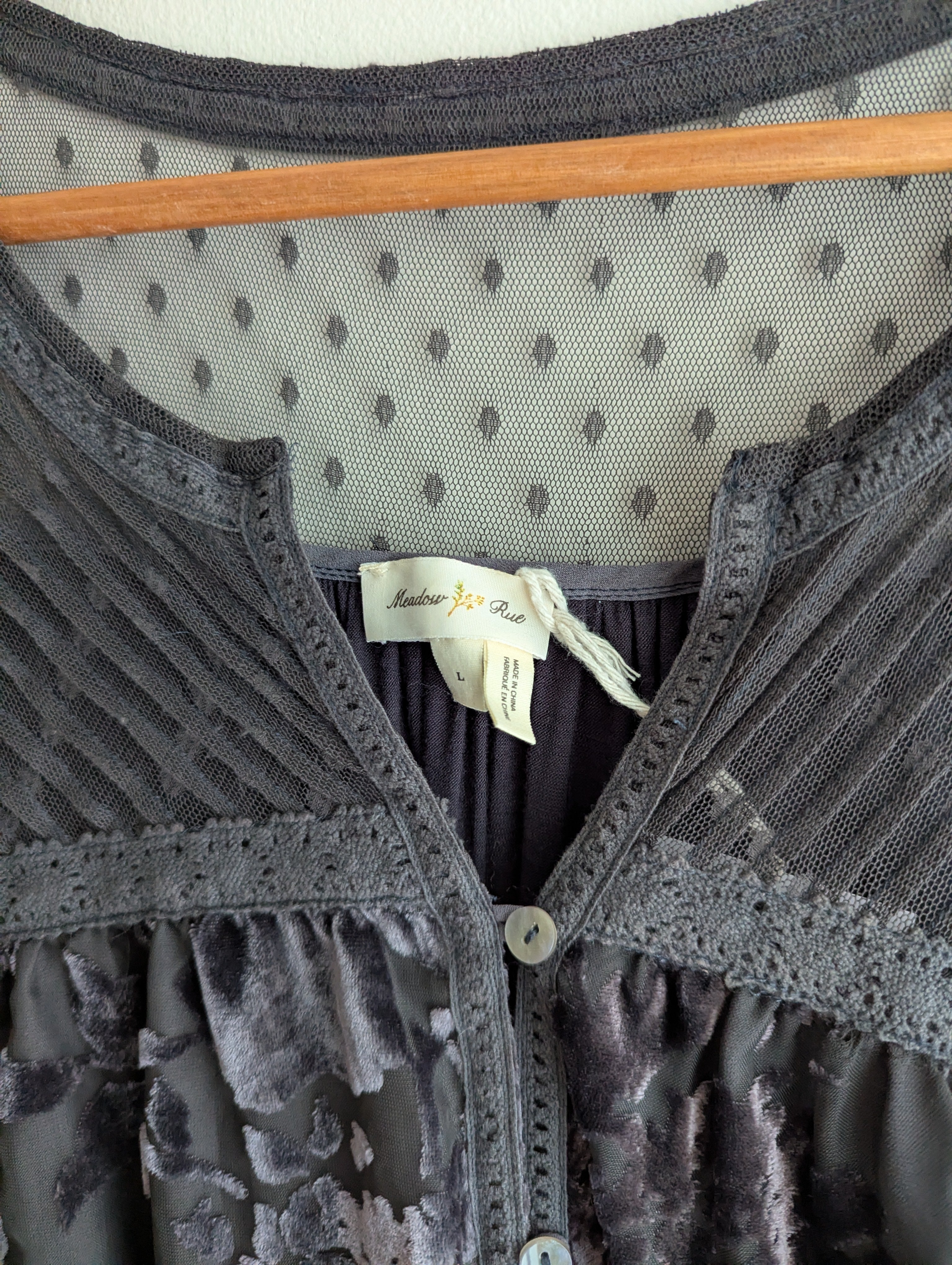 Anthropology Velvet Floral Top