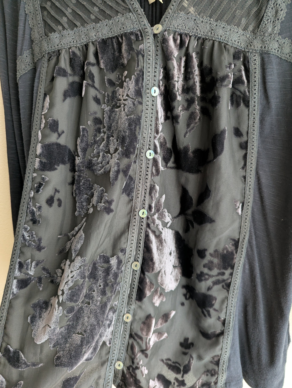 Anthropology Velvet Floral Top