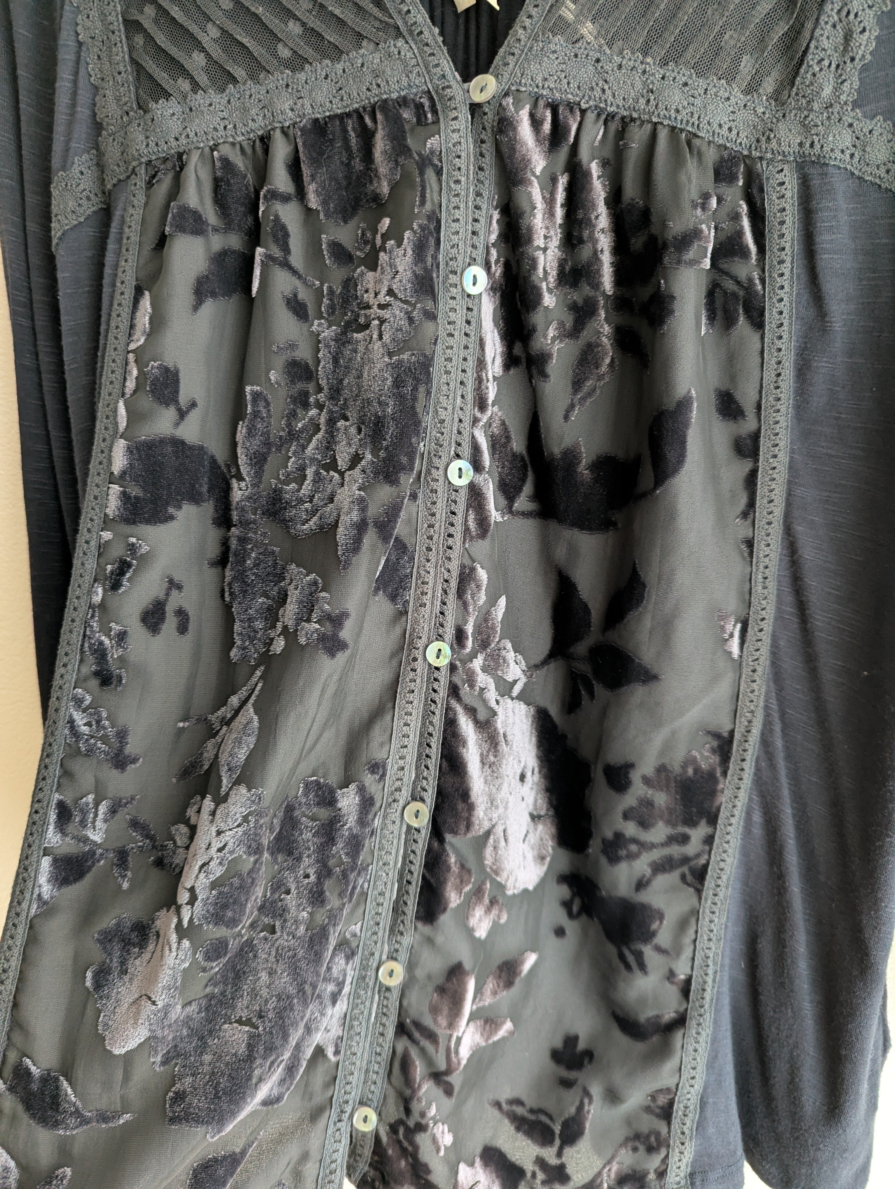 Anthropology Velvet Floral Top