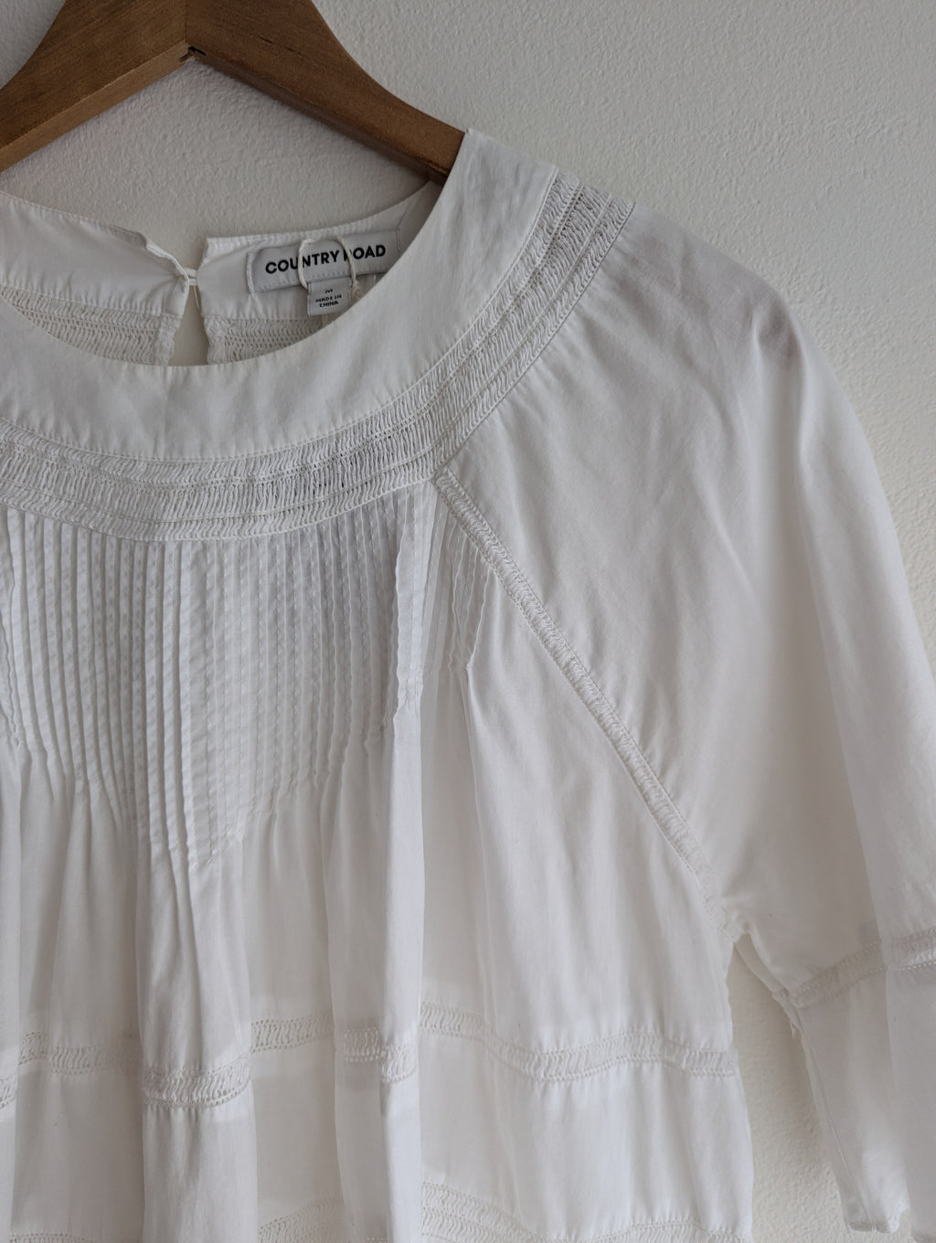 Country Road Pintuck Cotton Blouse