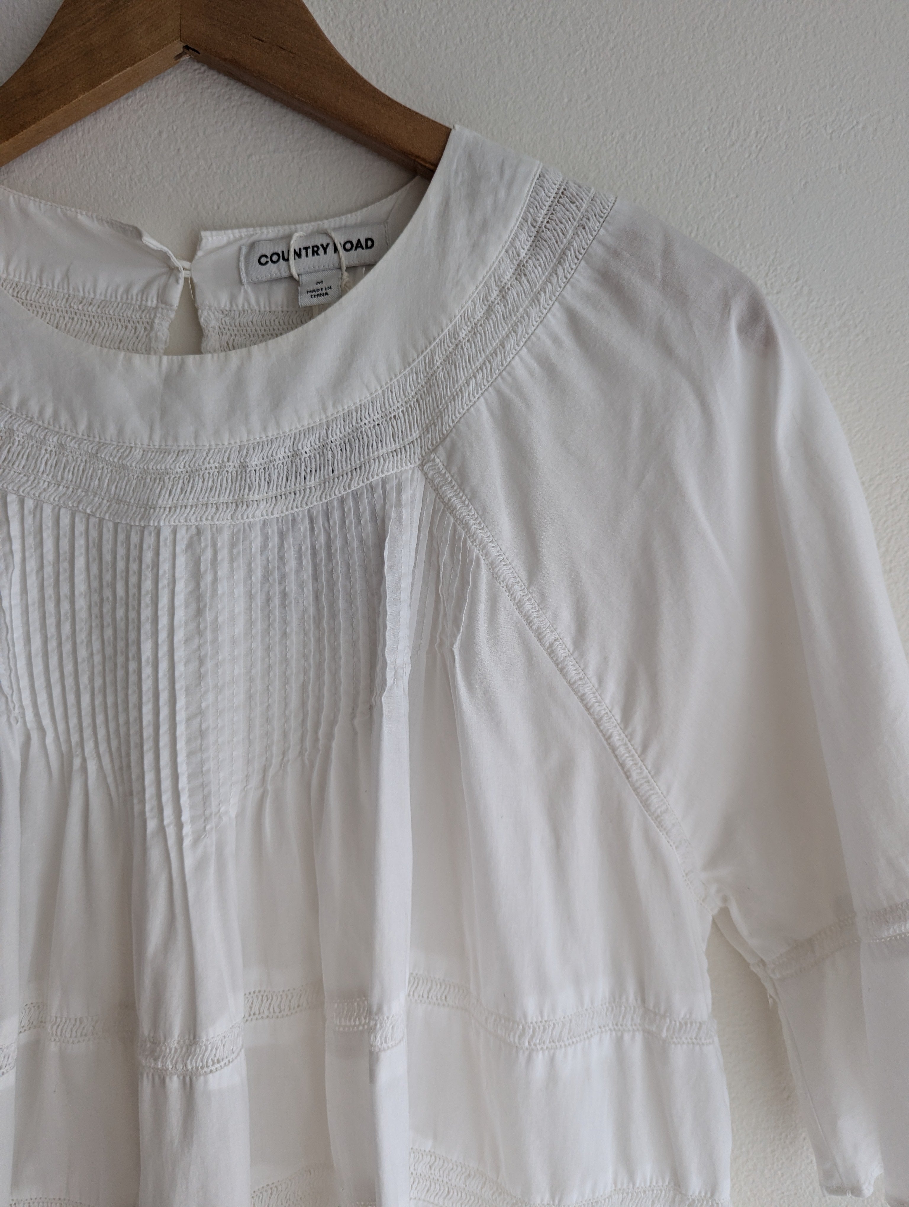 Country Road Pintuck Cotton Blouse