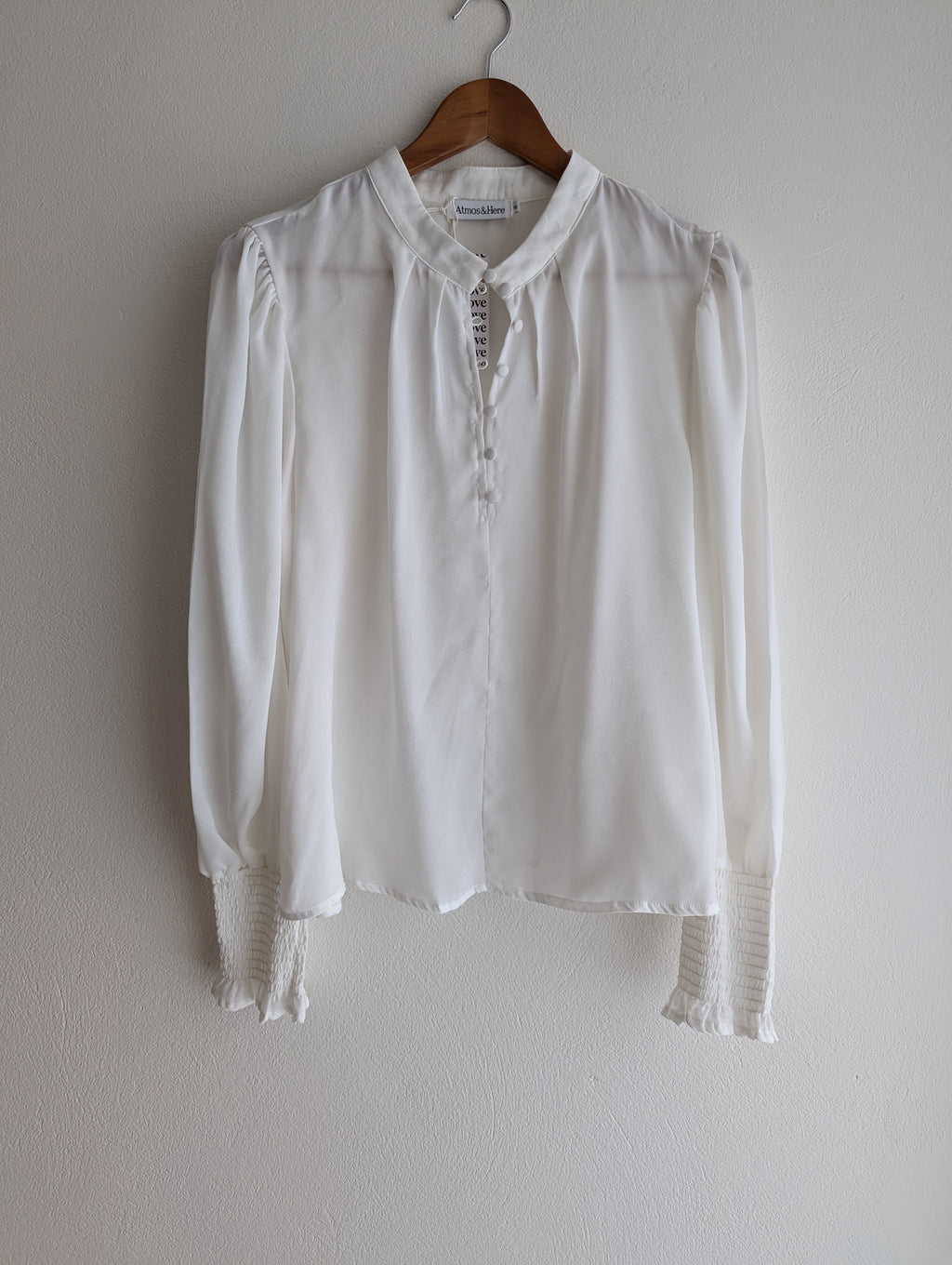 Atmos&Here White Button-Down Blouse