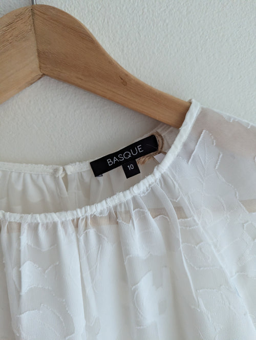 Basque Sheer Floral Blouse