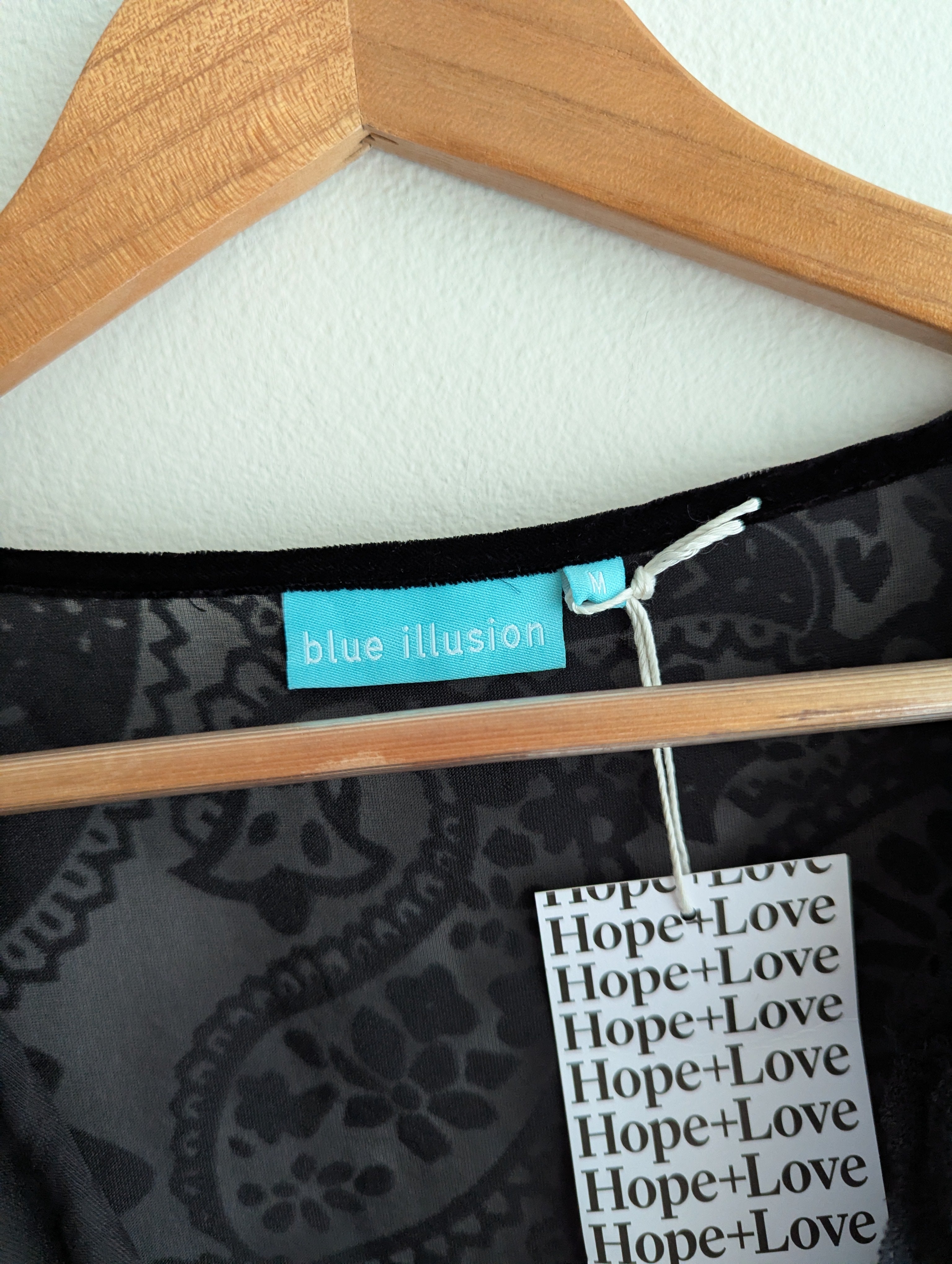 Blue Illusion Paisley Velvet Black Dress