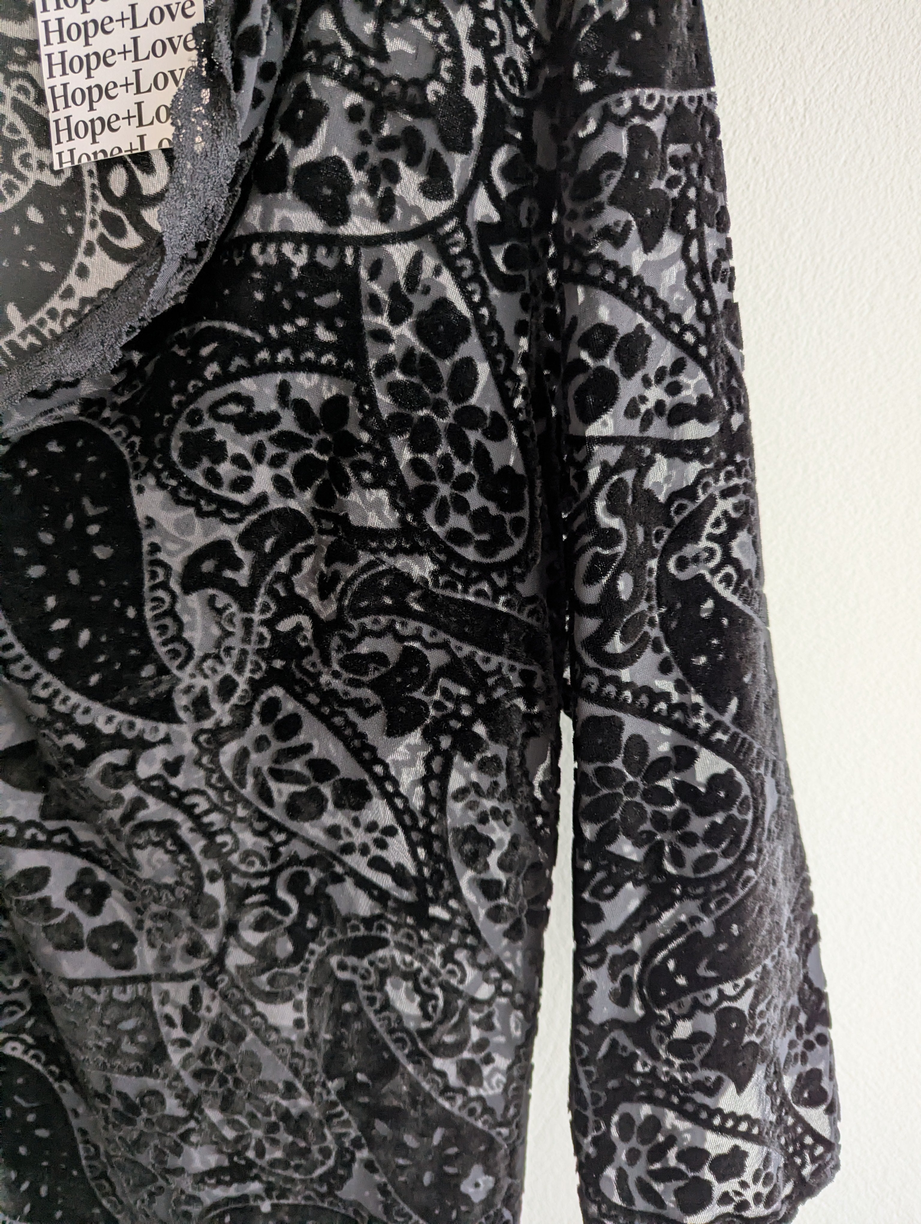 Blue Illusion Paisley Velvet Black Dress