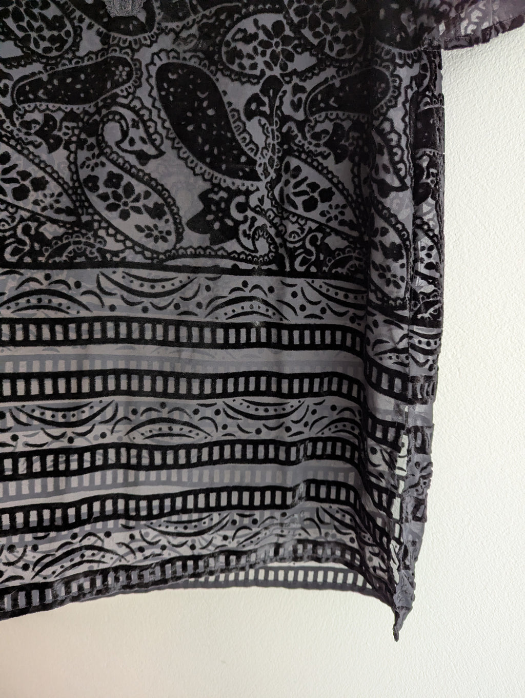 Blue Illusion Paisley Velvet Black Dress
