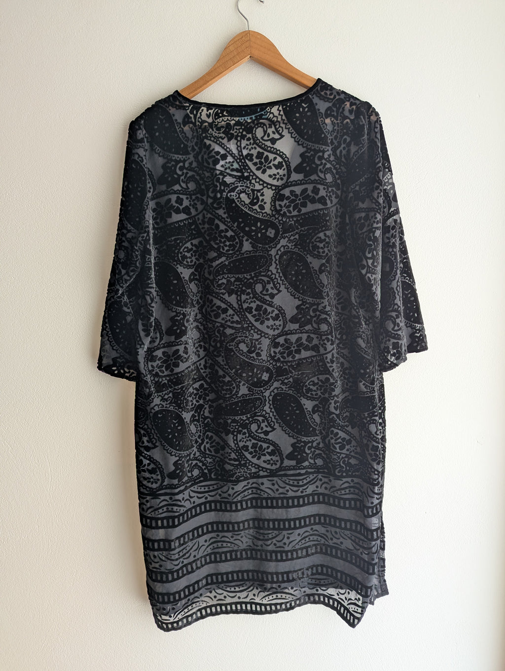 Blue Illusion Paisley Velvet Black Dress