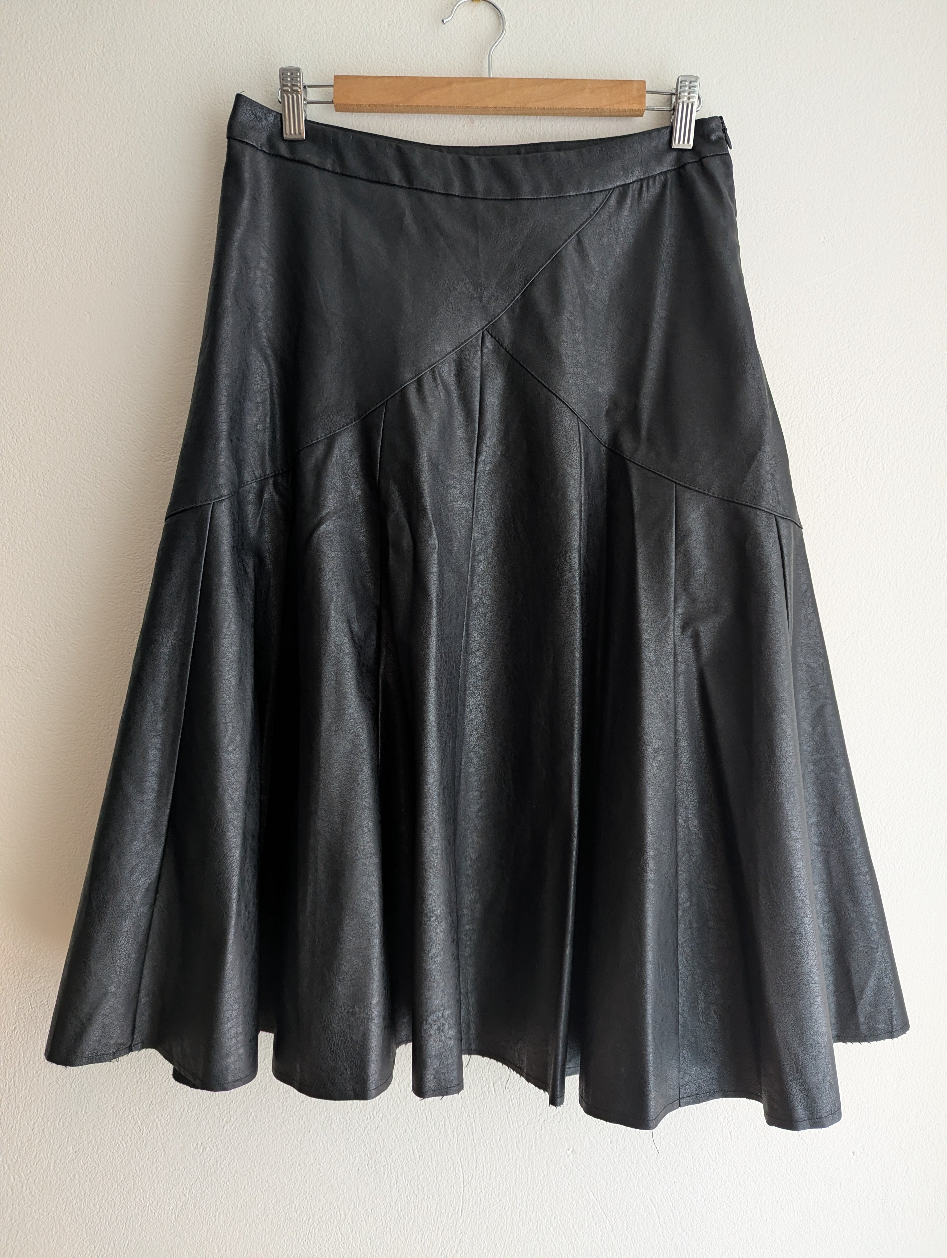 White Closet Vegan Leather Midi Skirt