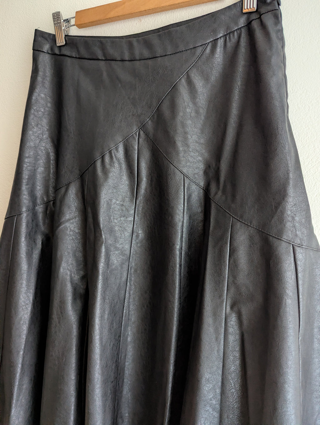 White Closet Vegan Leather Midi Skirt