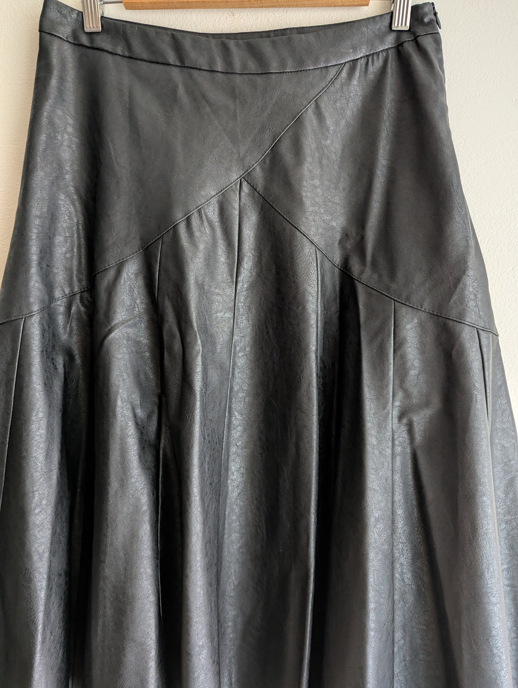 White Closet Vegan Leather Midi Skirt