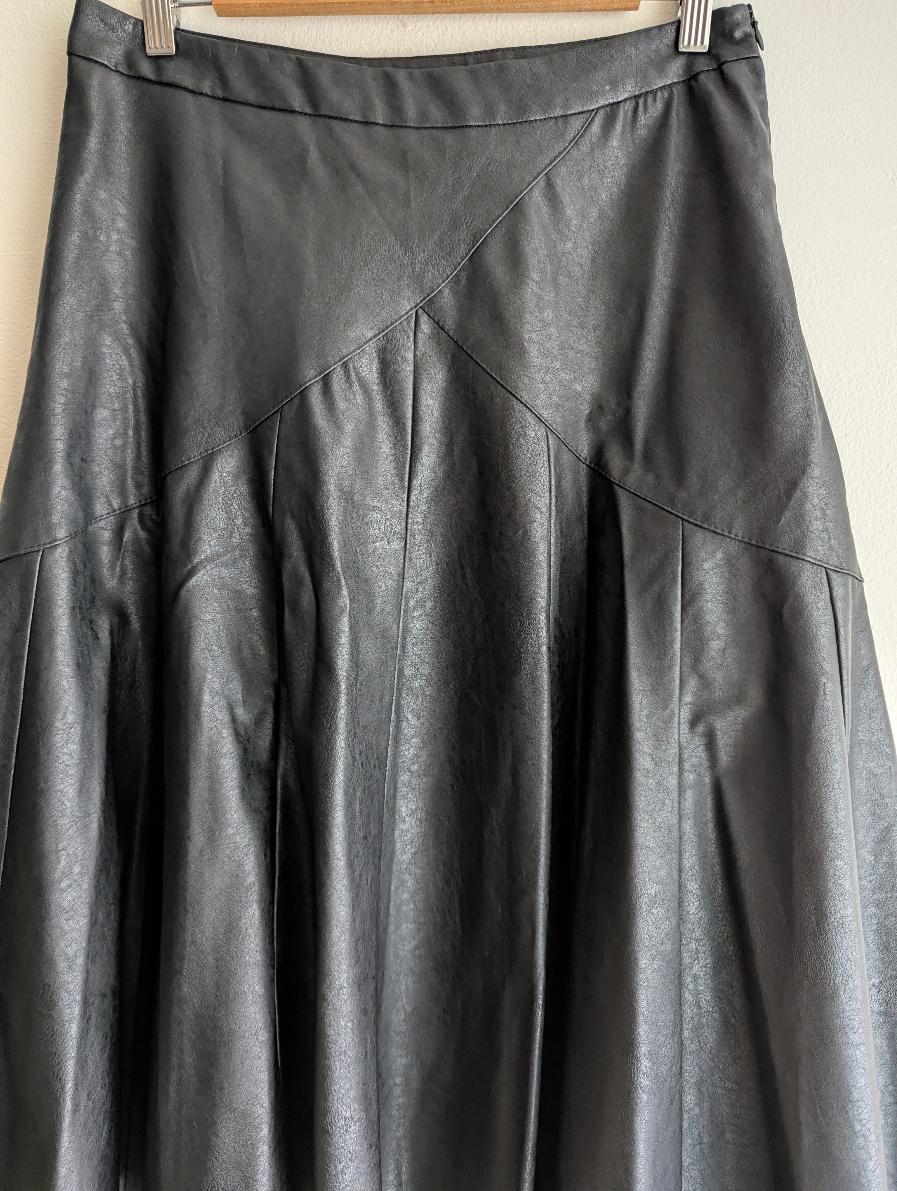 White Closet Vegan Leather Midi Skirt