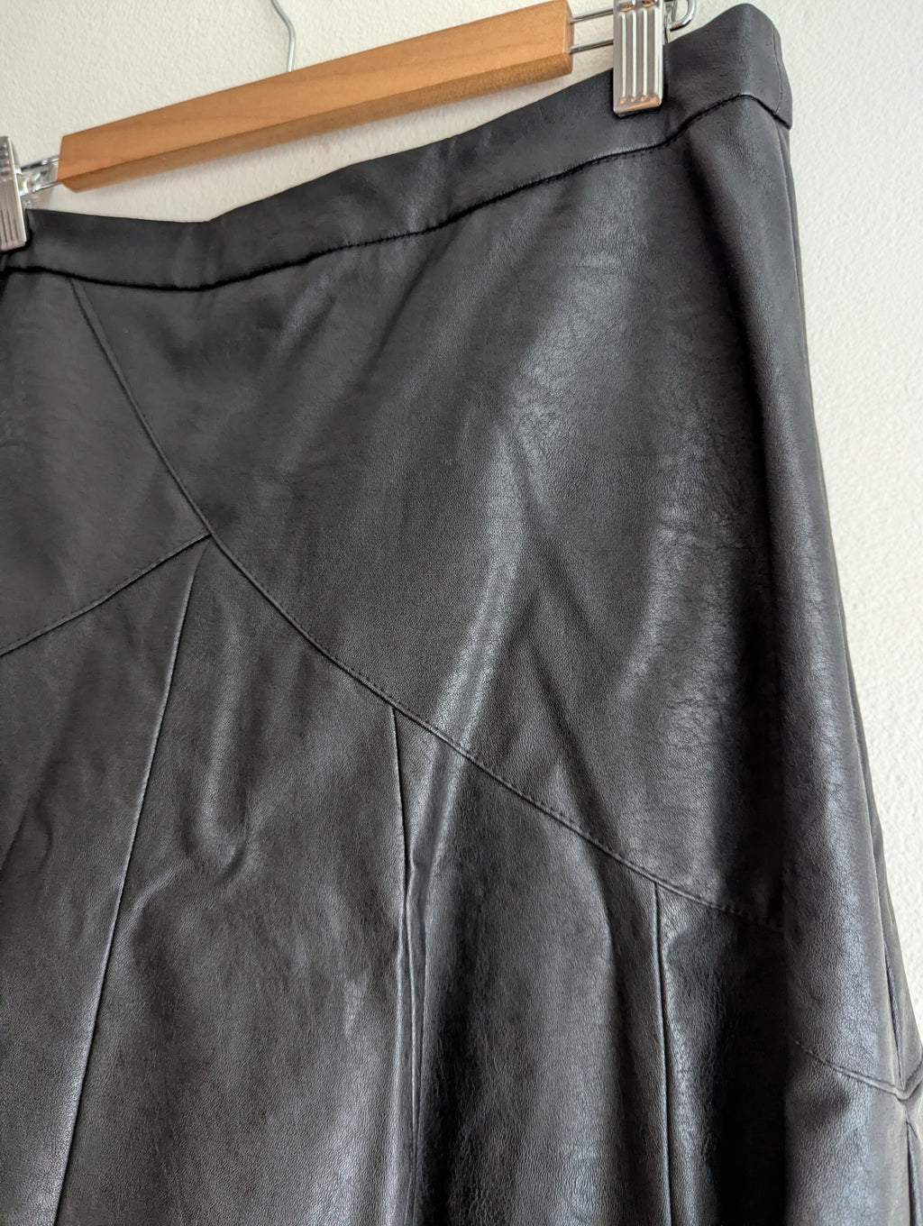 White Closet Vegan Leather Midi Skirt