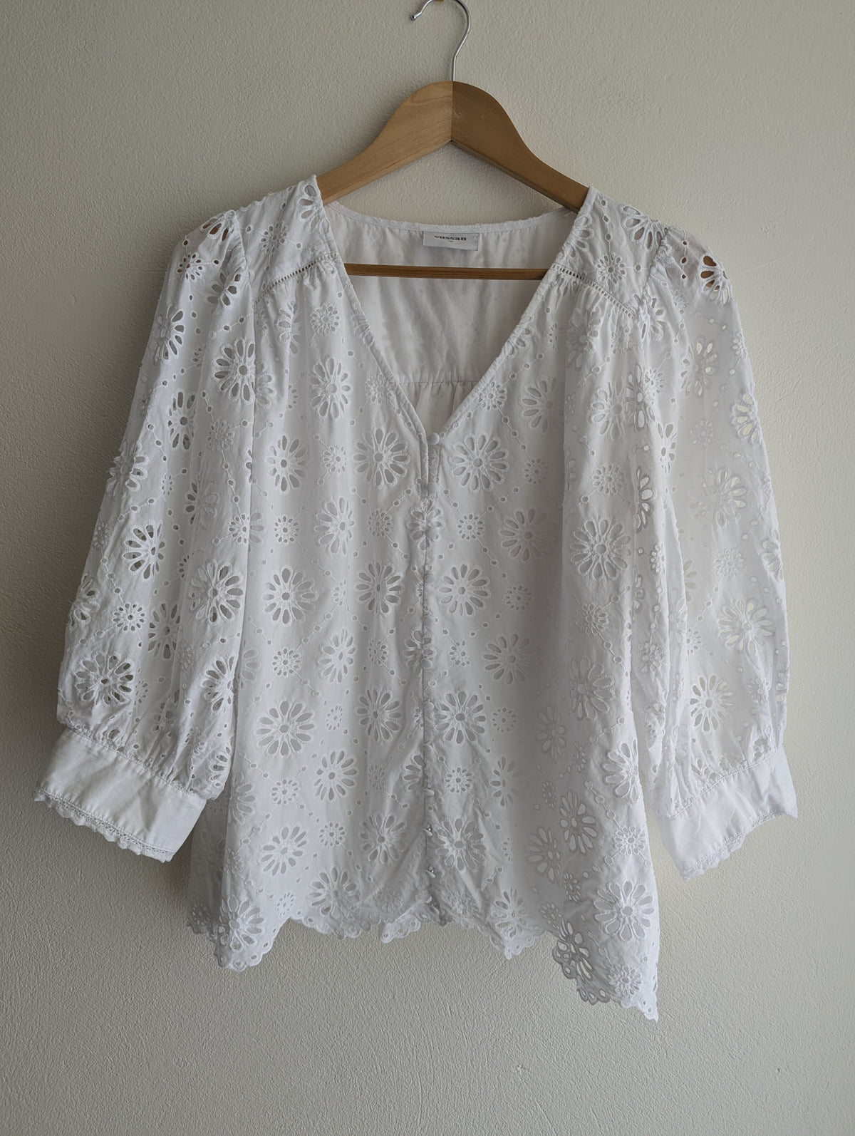 Sussan White Broderie Anglaise Button-Down Top