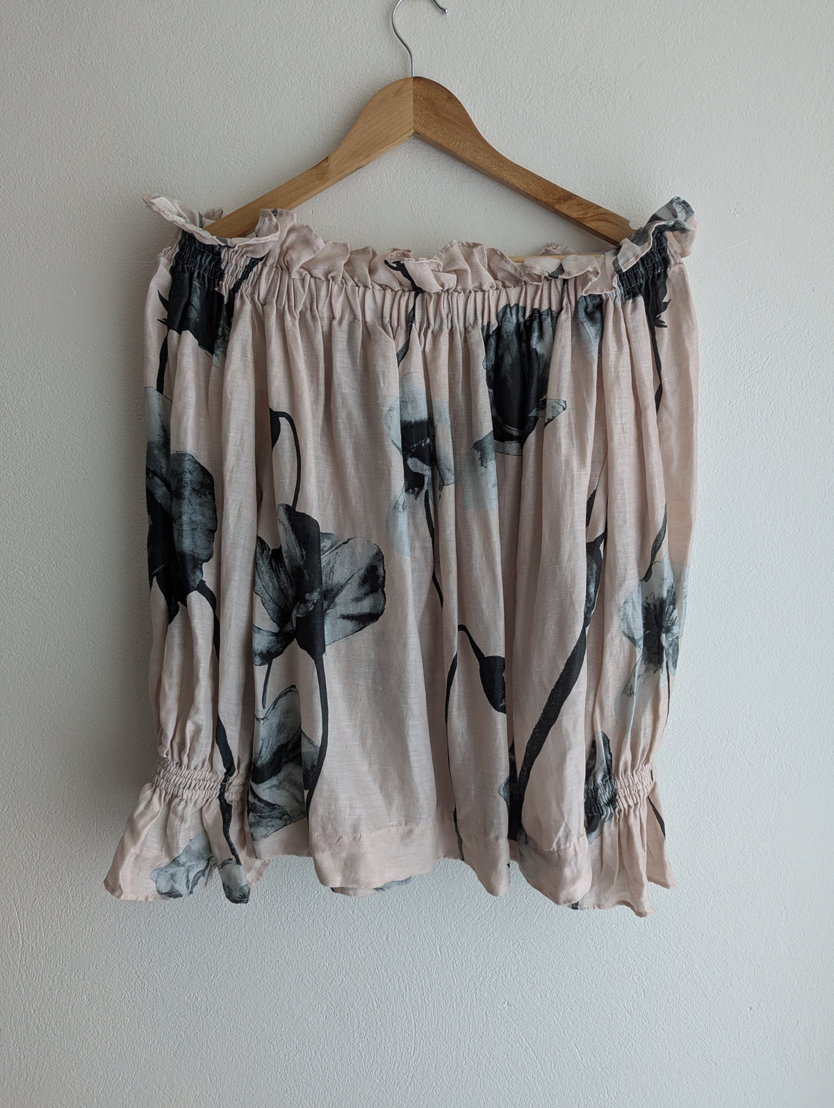 Aje Linen-Blend Off Shoulder Floral Top