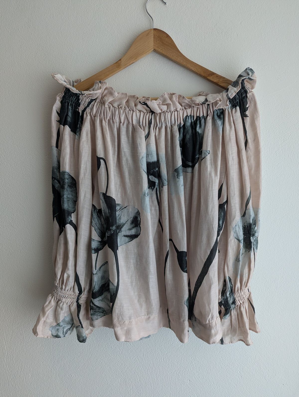 Aje Linen-Blend Off Shoulder Floral Top