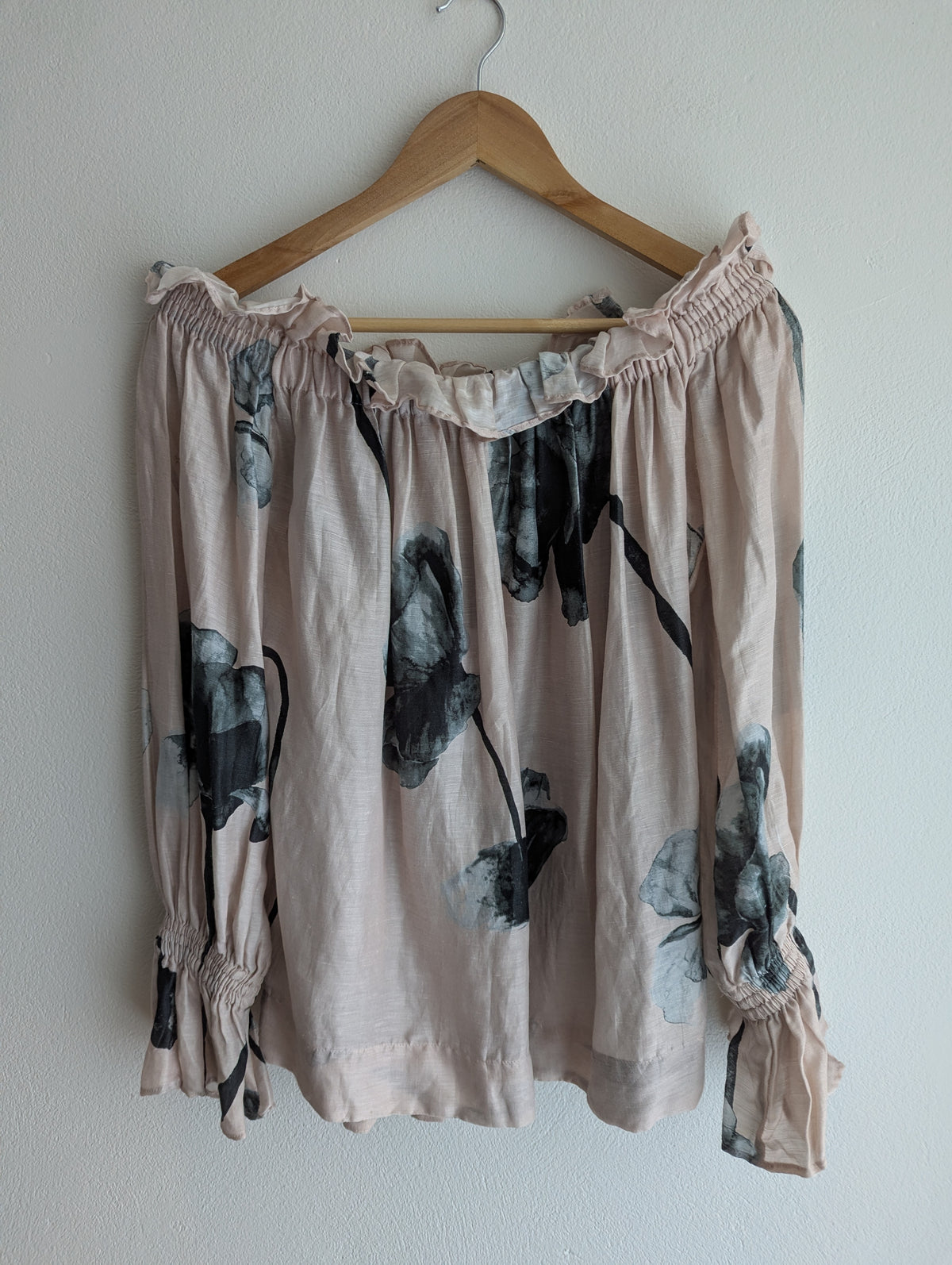 Aje Linen-Blend Off Shoulder Floral Top