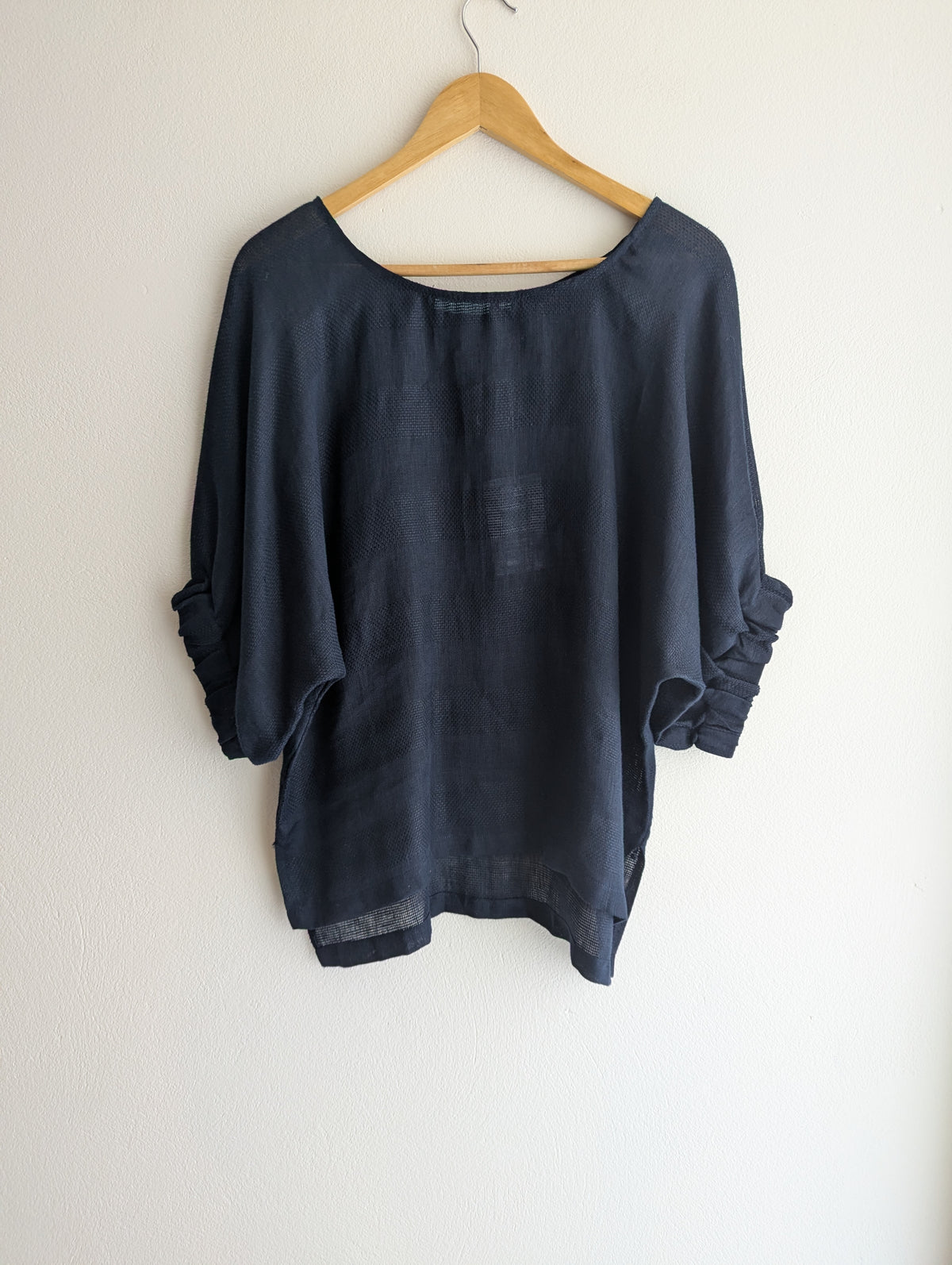 Blue Illusion Linen Batwing Top