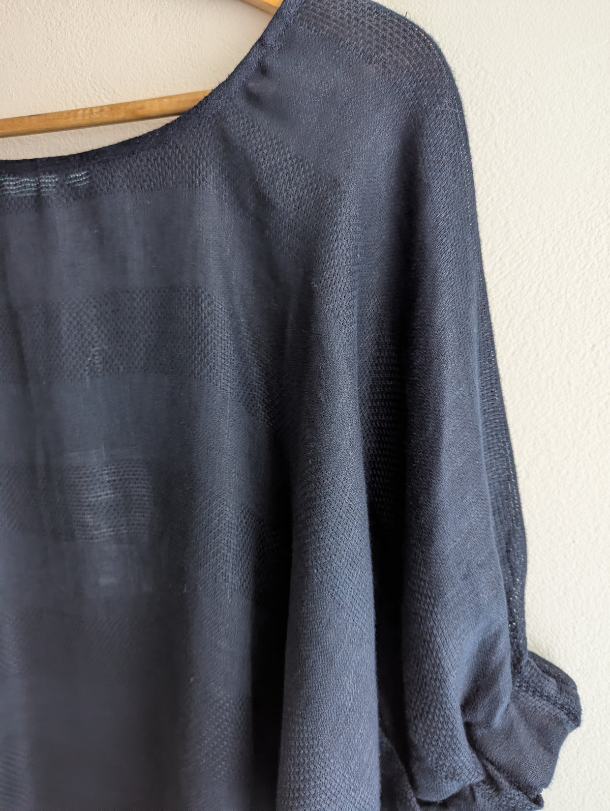 Blue Illusion Linen Batwing Top