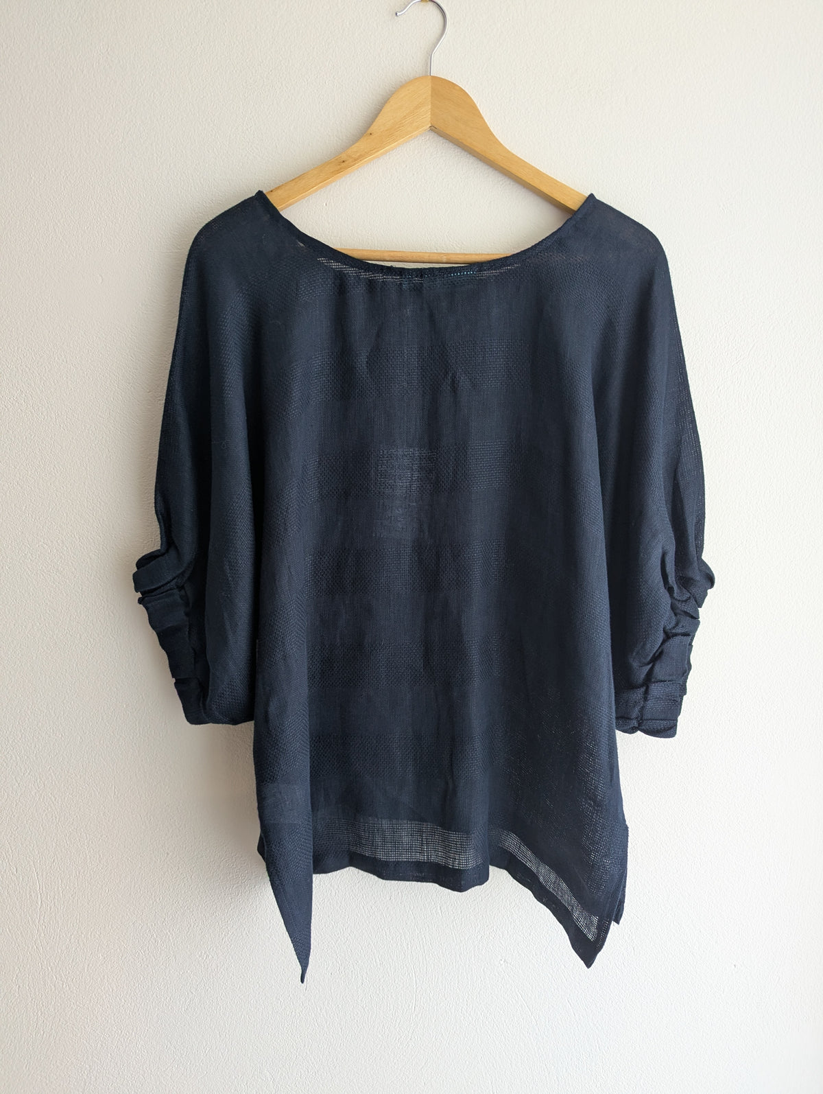 Blue Illusion Linen Batwing Top