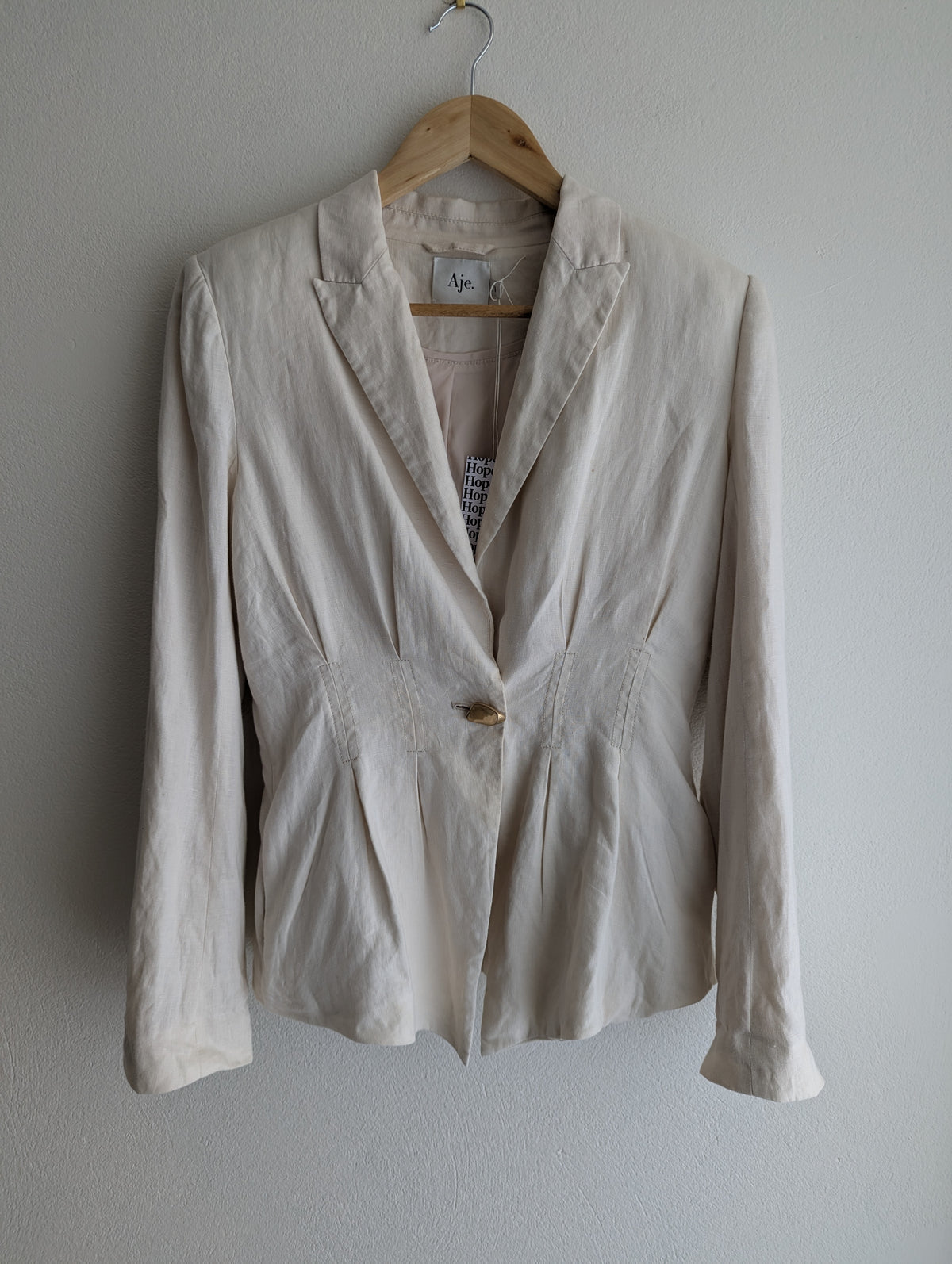 Aje Natural Linen Blazer Jacket