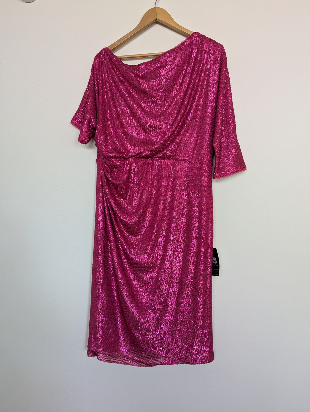 Montique Hot Pink Sequin Midi Dress