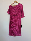 Montique Hot Pink Sequin Midi Dress