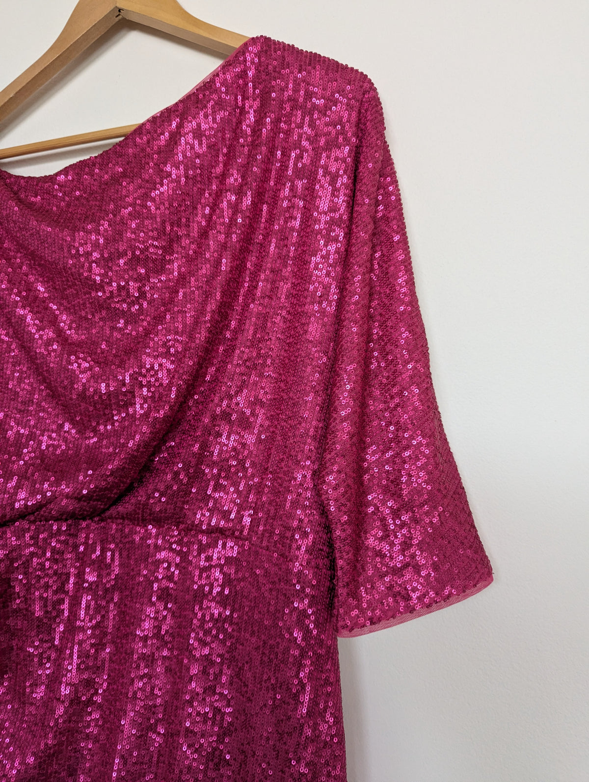 Montique Hot Pink Sequin Midi Dress