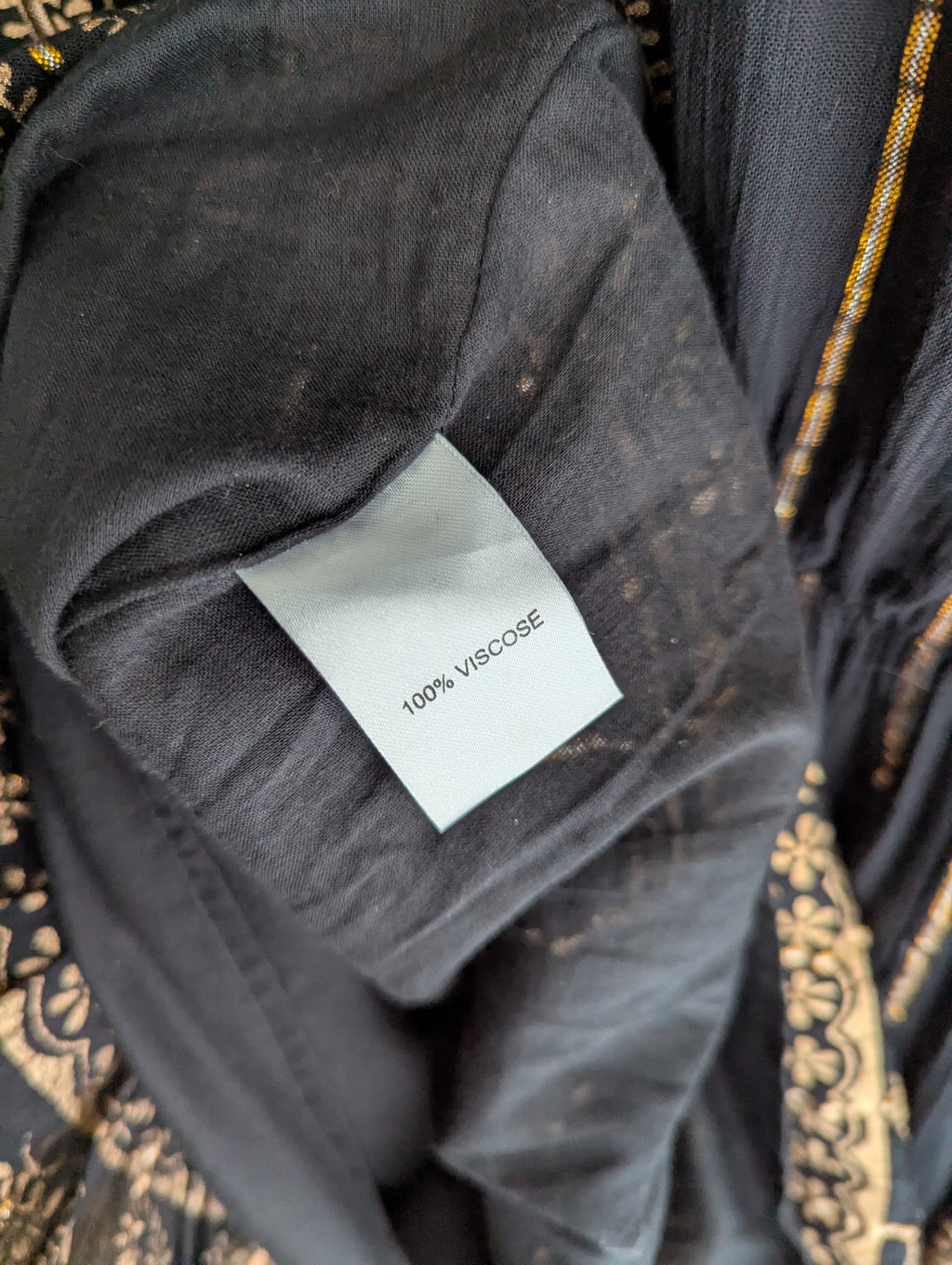 Caroline Morgan Black & Gold Paisley Print Dress