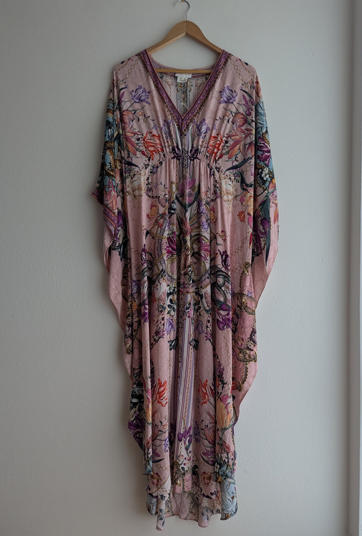 Camilla Pink Silk Maxi Kaftan Dress