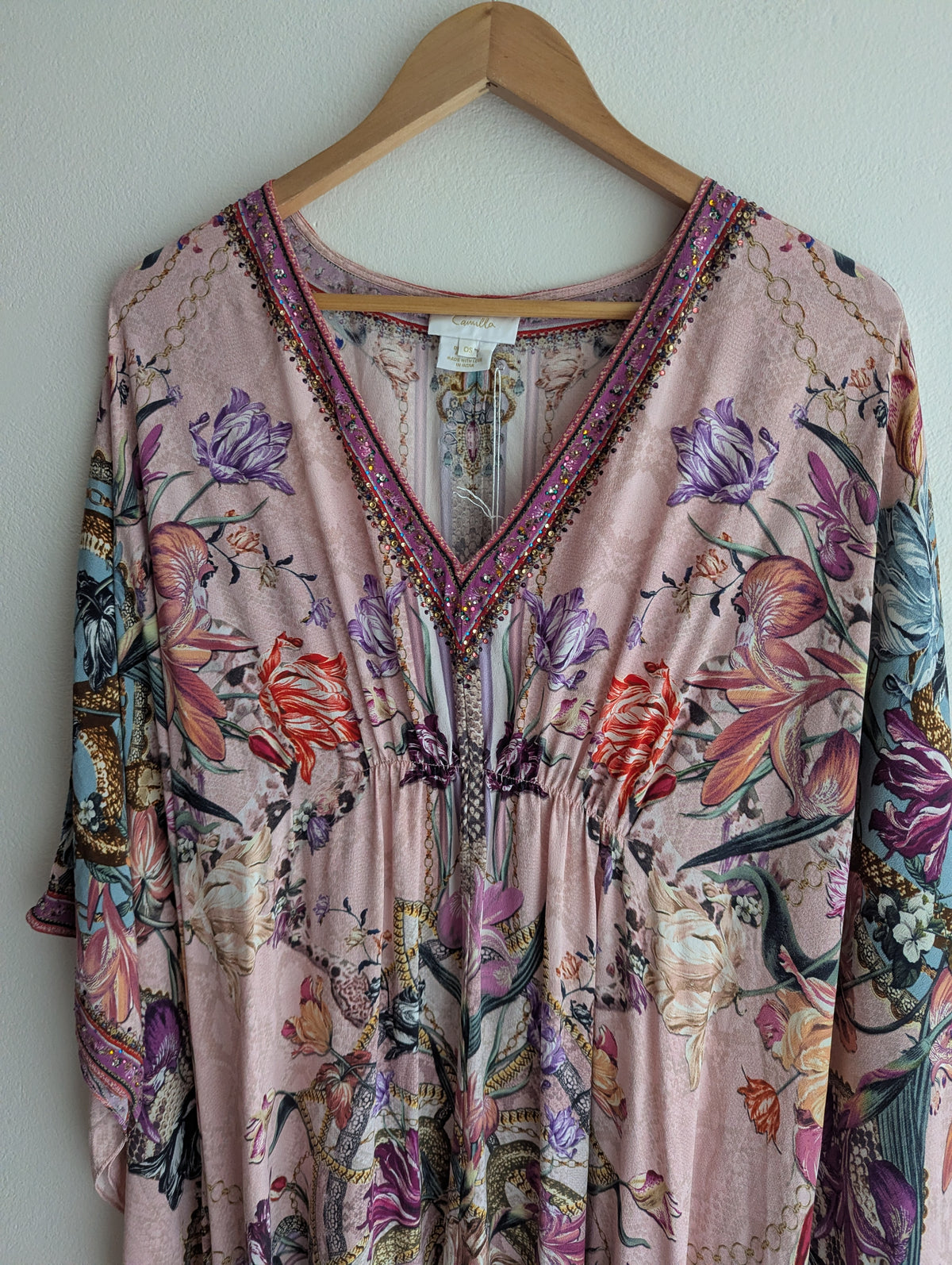 Camilla Pink Silk Maxi Kaftan Dress