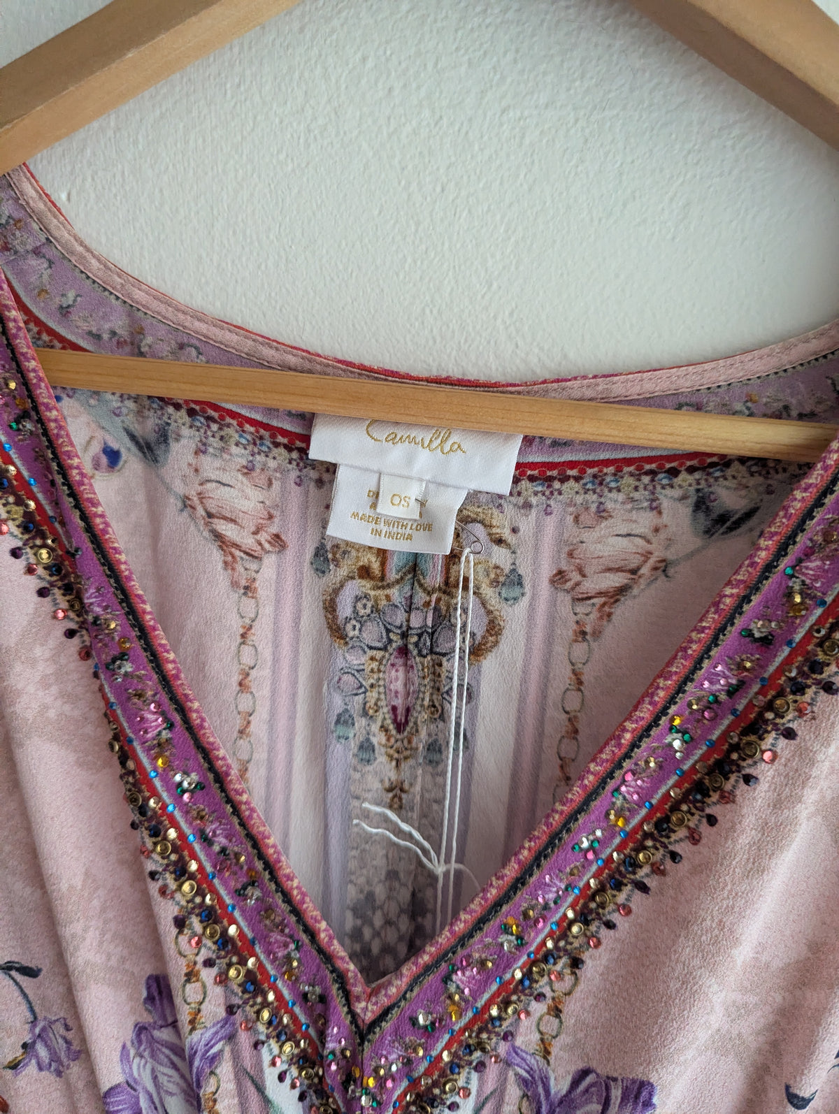 Camilla Pink Silk Maxi Kaftan Dress