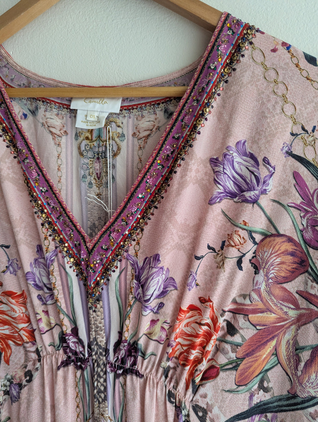 Camilla Pink Silk Maxi Kaftan Dress