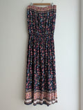 Cordelia St Navy Floral Strapless Dress