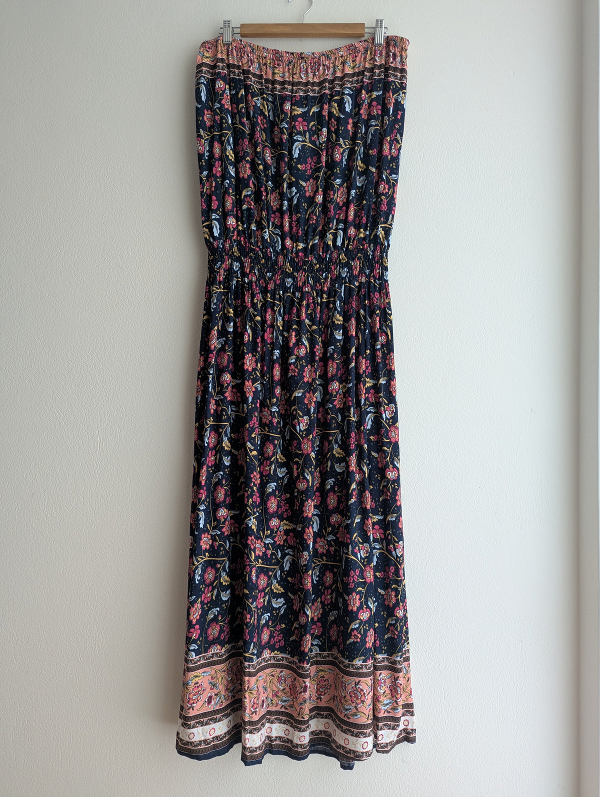 Cordelia St Navy Floral Strapless Dress