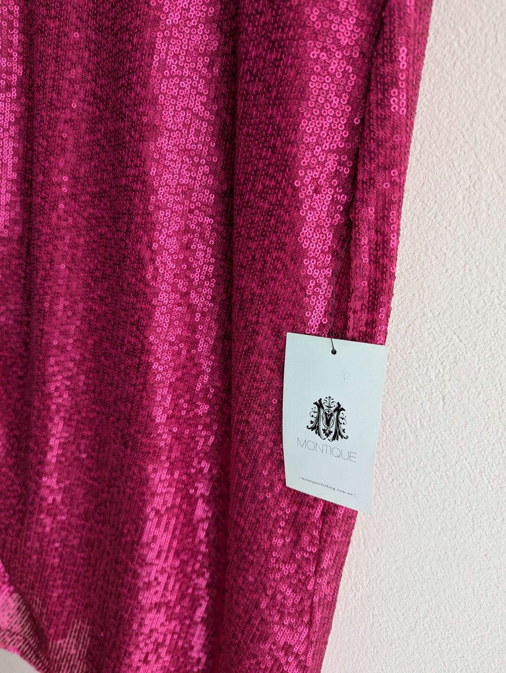 Montique Hot Pink Sequin Midi Dress