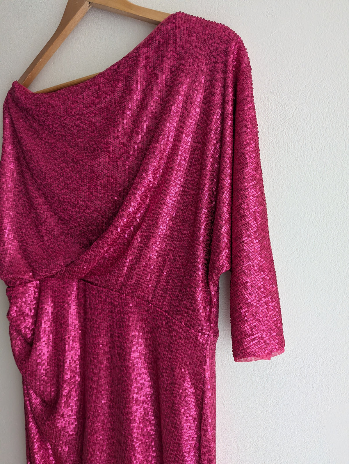 Montique Hot Pink Sequin Midi Dress