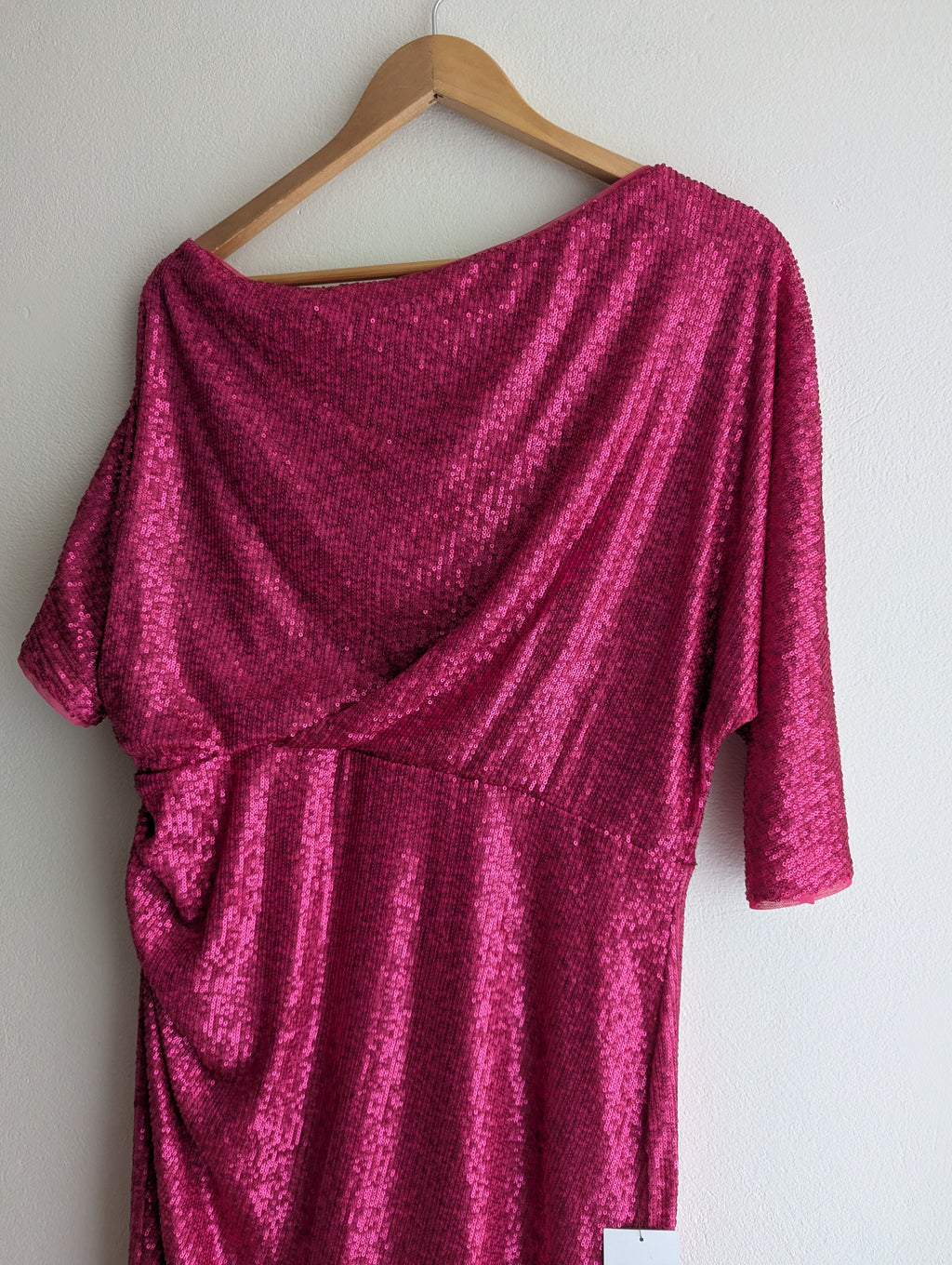 Montique Hot Pink Sequin Midi Dress
