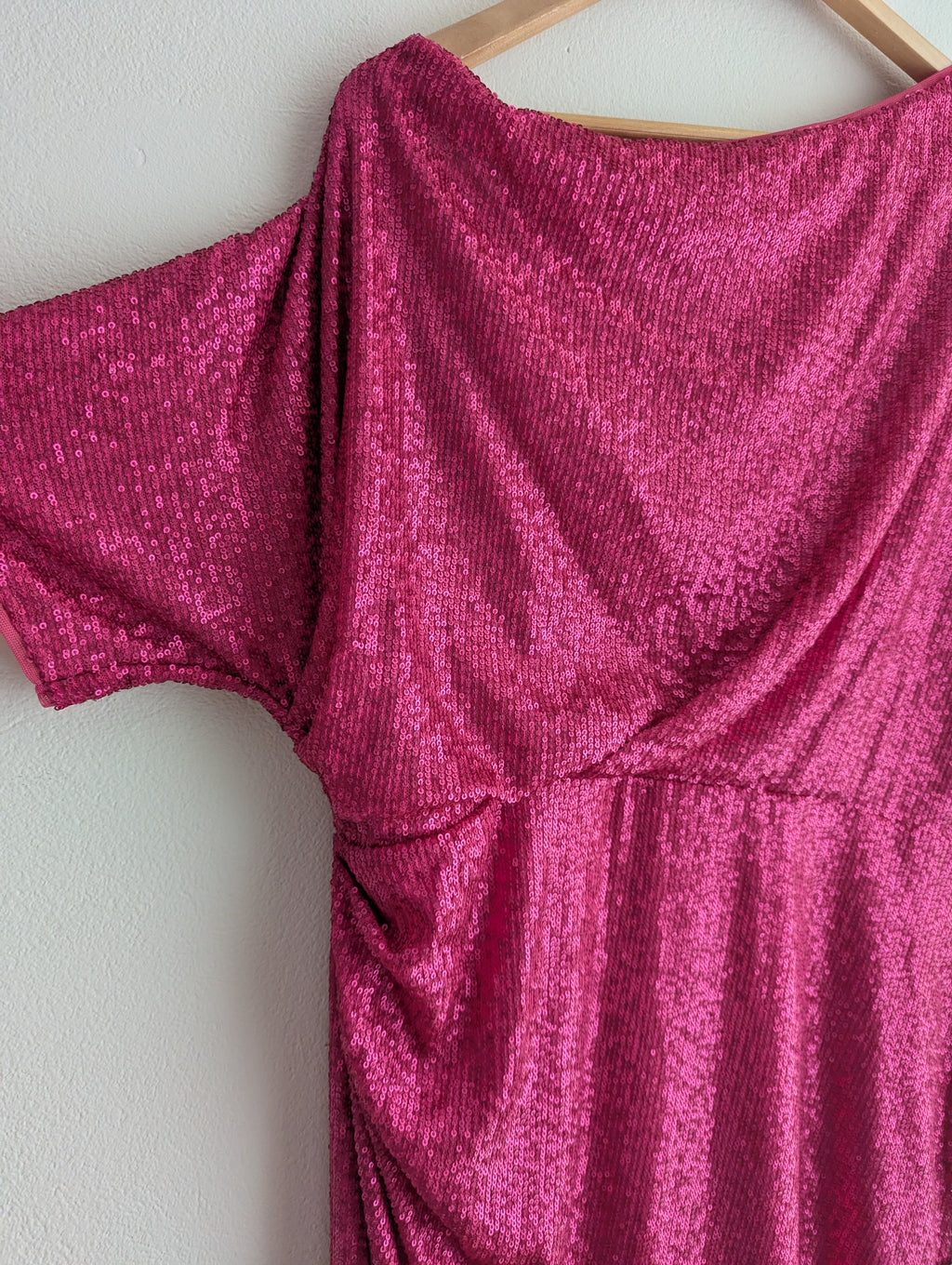 Montique Hot Pink Sequin Midi Dress