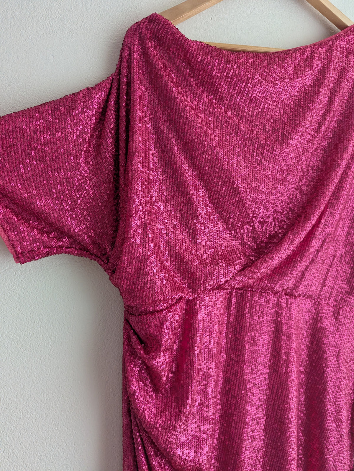 Montique Hot Pink Sequin Midi Dress
