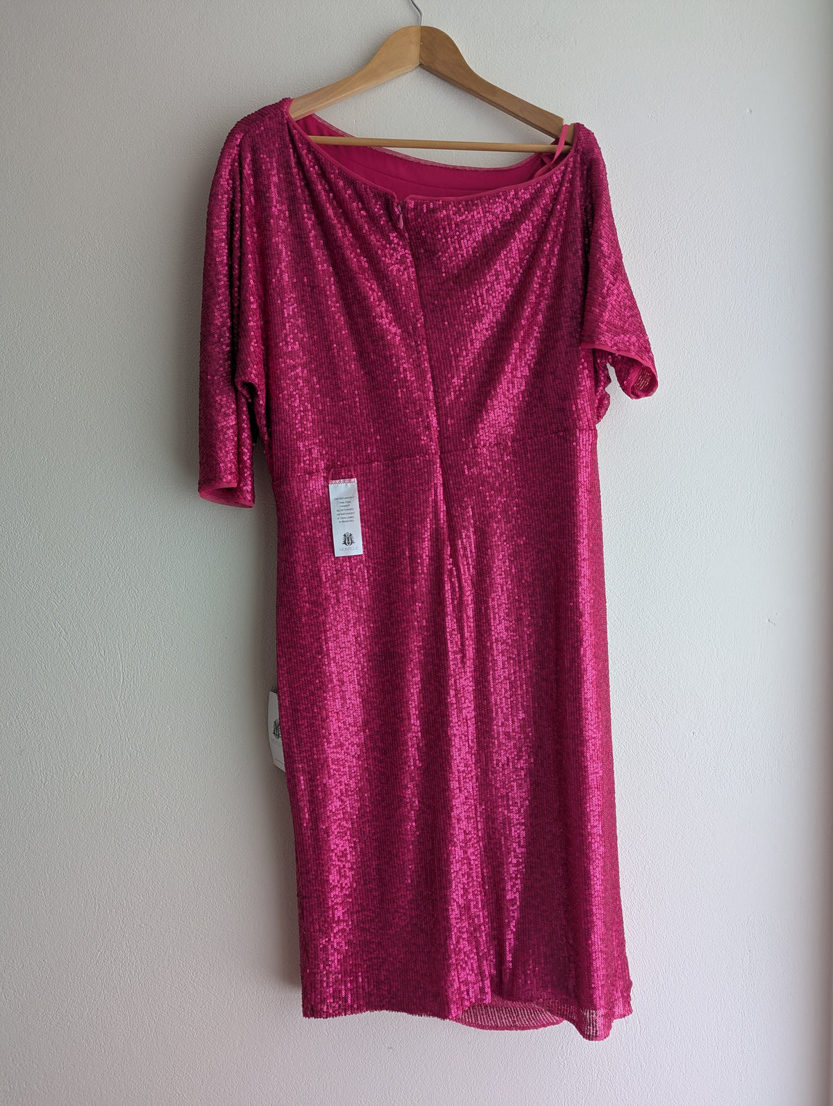 Montique Hot Pink Sequin Midi Dress