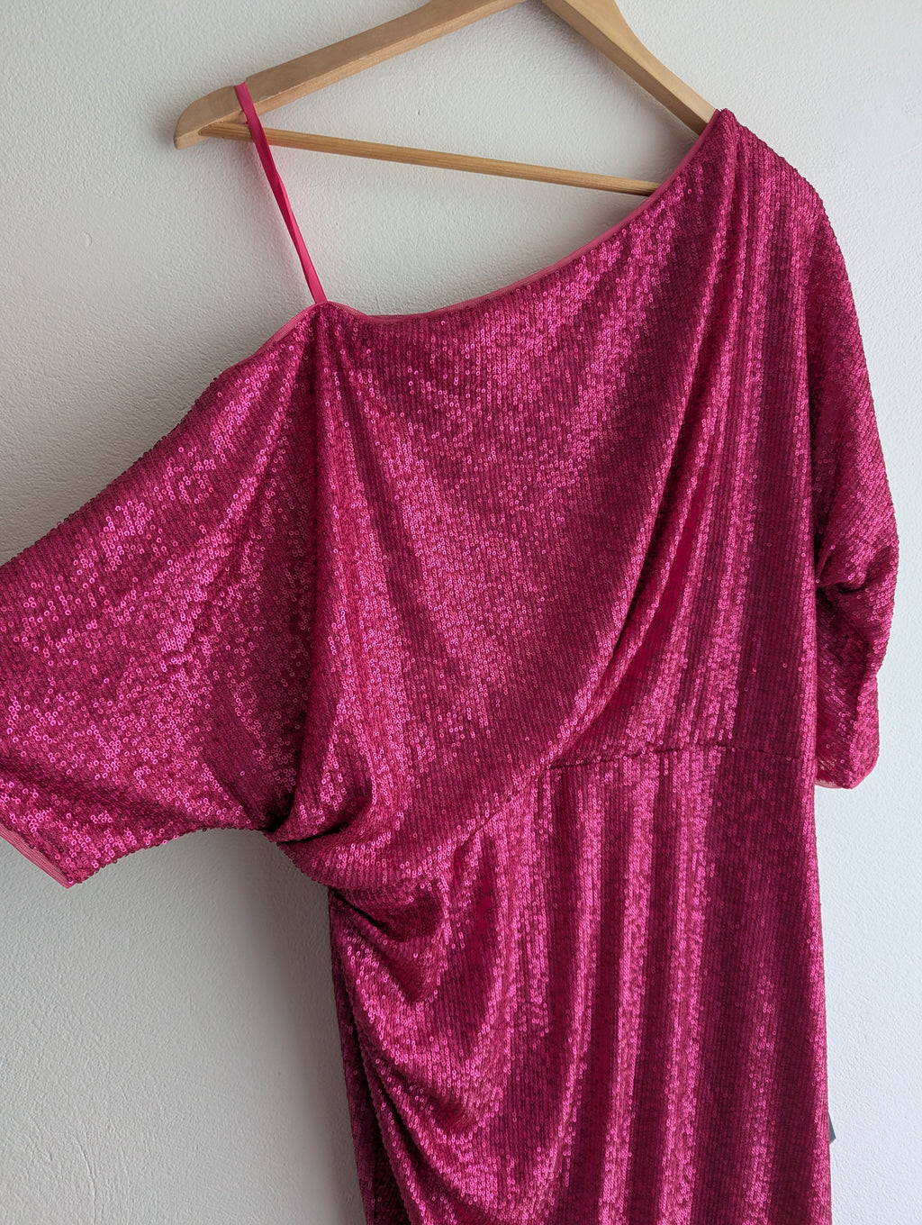 Montique Hot Pink Sequin Midi Dress
