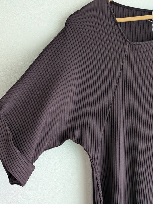 Bianca Spender Brown Ribbed Maxi Dress