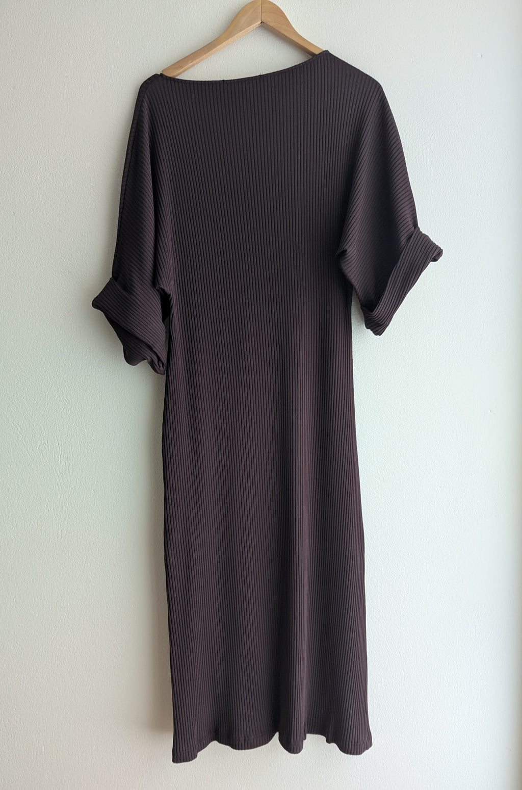 Bianca Spender Brown Ribbed Maxi Dress