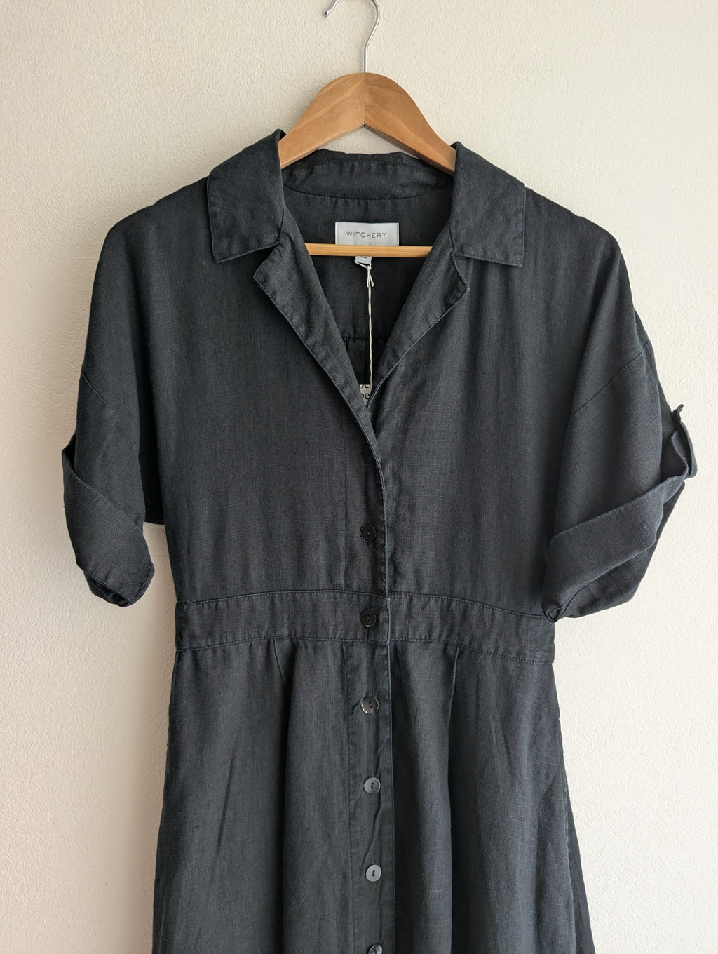 Witchery Black Linen Shirt Dress