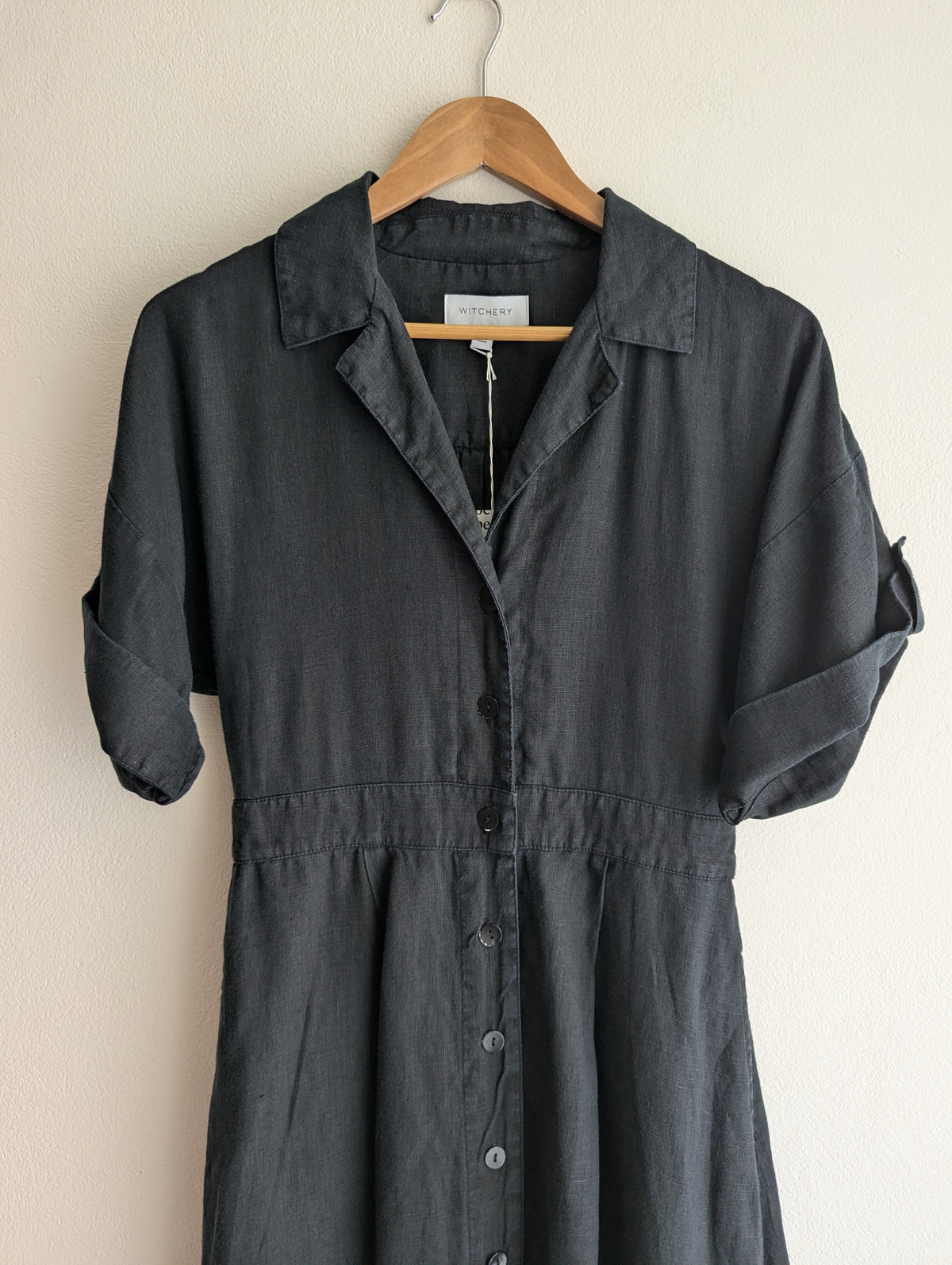Witchery Black Linen Shirt Dress