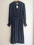 Review Navy Pintuck Maxi Dress