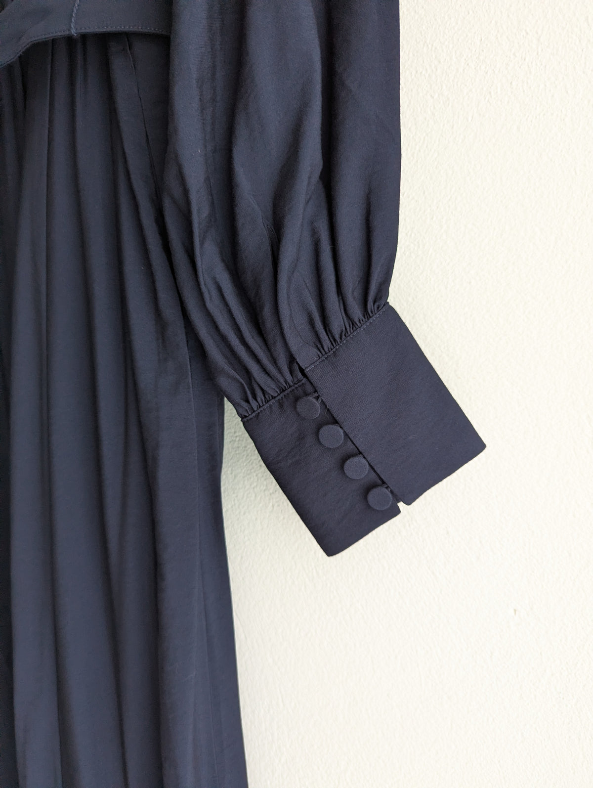 Review Navy Pintuck Maxi Dress