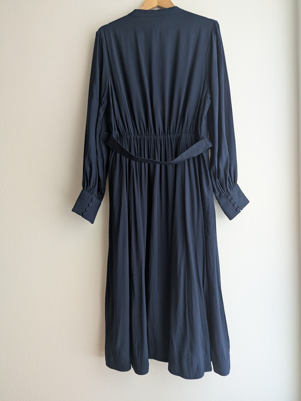 Review Navy Pintuck Maxi Dress