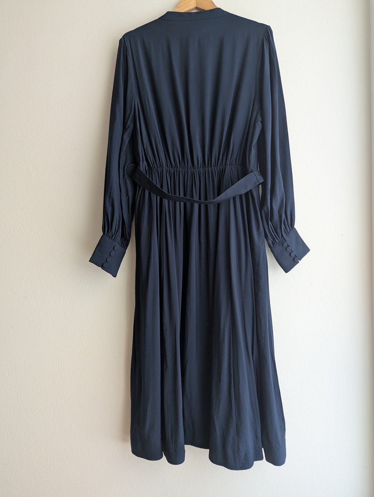 Review Navy Pintuck Maxi Dress